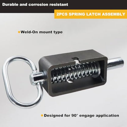 5/8" Weld-On Spring Latch Assembly, Trailer Gate Latch with Plain Tube | Spring Loaded Bolt, Trailer Gate Latch, Pack of 2