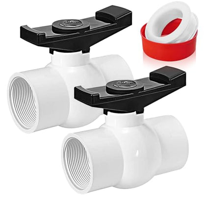 Boltigen 2Pack 1-1/2 inch NPT PVC Ball Valves, 1.5''Double Female NPT Threaded PVC Shut Off Valve with Full Flow Port, SCH40 Plastic Water Control Valve, for Swimming Pool, Irrigation, Sewage Pipes - size: 1-1/2 inch