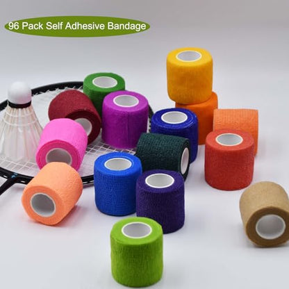 40 Rolls Self Adhesive Bandage Wrap Bulk Breathable Athletic Tape Elastic Cohesive Bandage Adhesive Wrap Roll for Sports Wrist Ankle, 2 Inch x 5 Yard (Multi Colors)