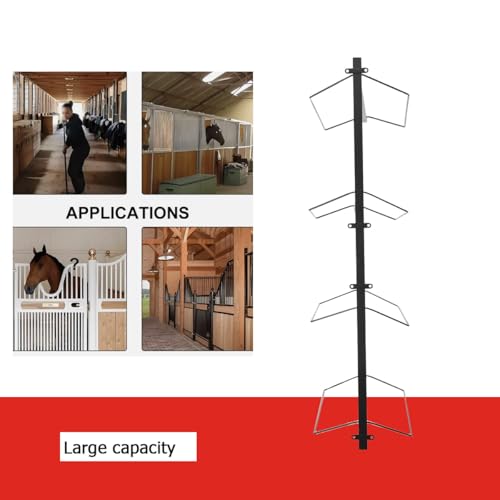 2 Pcs Saddle Rack Adjustable, 4 Tier Wall Mounted Saddle Stand Saddle Storage Rack Heavy Duty for Western and English Saddle Rack, Holds Tack, Pad, Accessories for Horses, 52 x 25 x 11 Inches