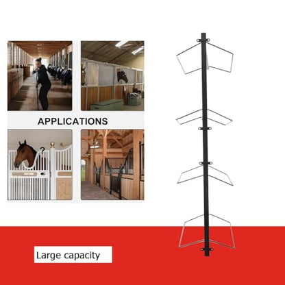 2 Pcs Saddle Rack Adjustable, 4 Tier Wall Mounted Saddle Stand Saddle Storage Rack Heavy Duty for Western and English Saddle Rack, Holds Tack, Pad, Accessories for Horses, 52 x 25 x 11 Inches