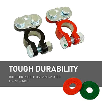 2 PCS Cable Terminal Clamp Connectors, Cables Terminal Connectors Kit, Fit for Cars, Vans, Trucks (Silver)