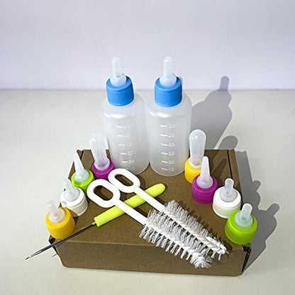 Pet Bottle Kit, Squeeze Liquid Replaceable Silicone Teat for Newborn Kittens, Puppies, Rabbits, Small Animals Replacement Teat Cat Feeding Bottle Feeding Tool