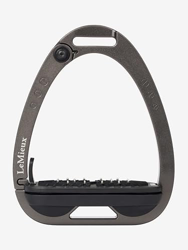 LeMieux Vector Control Stirrup - New Generation - Spring Loaded Hinged Arm - Cross Track Grip Surface - color: Carbon