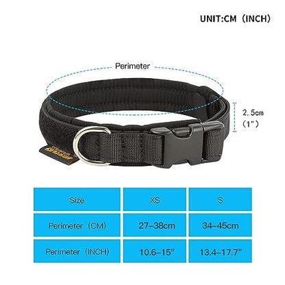 EXCELLENT ELITE SPANKER Military Nylon Small Puppy Dog Collar with Padded - color: Black, size: XS-(10.6"-15")