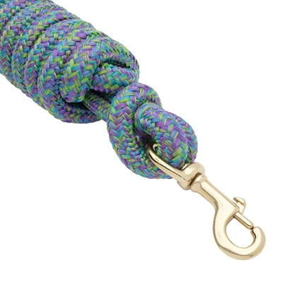 Weaver Equine 10' Horse Cowboy Lead Rope with Brass Snap - color: Dark Purple/Sky Blue/Lime Green