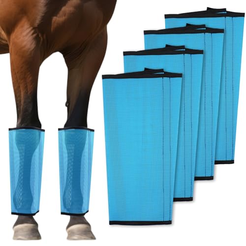 Mesh Horse Fly Boots, Blue, Set of 4 - color: Blue