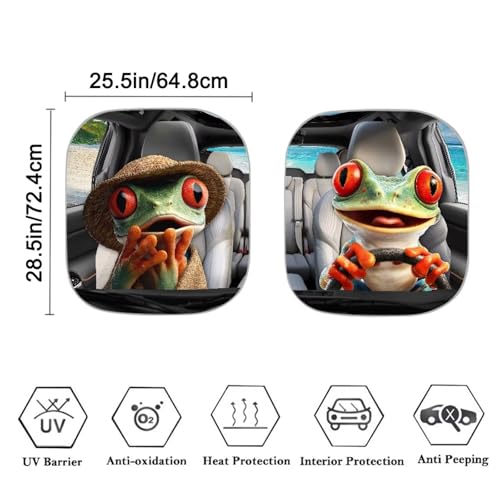 Car Front Windshield Sun Shade Cute Frog 2-Piece Foldable Car Windshield Sun Shade UV Rays and Keeps Vehicle Cool Easy to Install for Most Sedan Truck SUV - color: Cute Frog