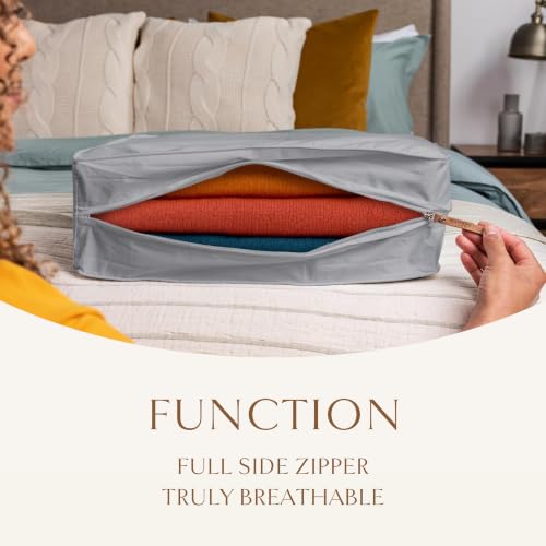 Hayden Hill Luxury Organic Cotton Sweater Storage Bag For Cashmere 15 Inch - color: Light Gray