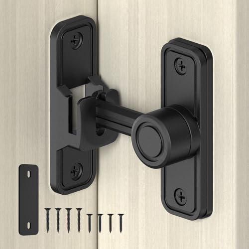 Barn Door Lock 2.4" 90/180 Flip Gate Latch, Black 1-Pack - color: Black-1 Pc