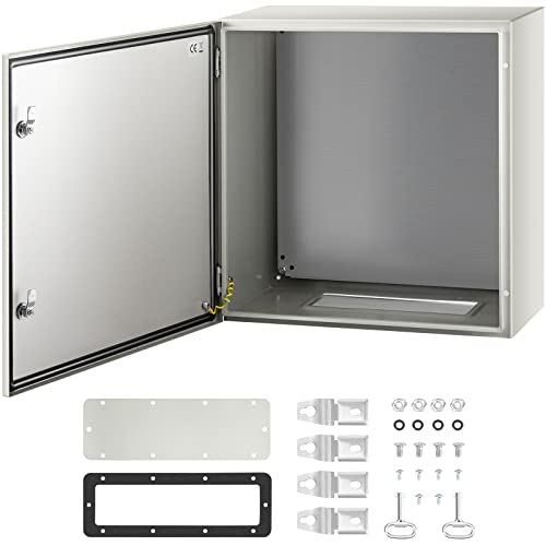 VEVOR NEMA Steel Enclosure, 24 x 24 x 12'' NEMA 4X Steel Electrical Box, IP66 Waterproof & Dustproof, Outdoor/Indoor Electrical Junction Box, with Mounting Plate - size: 24 x 24 x 12