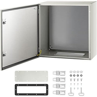 VEVOR NEMA Steel Enclosure, 24 x 24 x 12'' NEMA 4X Steel Electrical Box, IP66 Waterproof & Dustproof, Outdoor/Indoor Electrical Junction Box, with Mounting Plate - size: 24 x 24 x 12