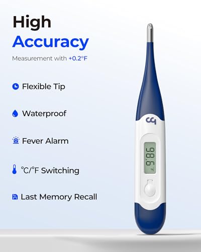 femometer Oral Thermometer for Adults and Kids, Flexible Tip