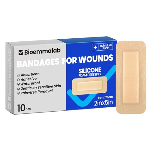 Large Waterproof Bandages 2X5 Silicone Foam Dressing Sensitive Skin, 10 PCS - style: 2"x5"(10PCS)