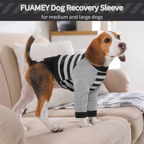 FUAMEY Dog Recovery Sleeve with Elbow Protector,Black Stripes M - color: Black Stripes, size: M(Weight:28-44lbs)
