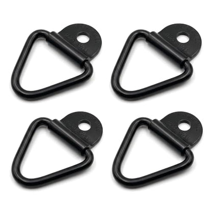 4 PCS Car V Ring Tie Down Anchors, Heavy Duty Metal Bed Tie Down Anchors Rings, V Ring Trailer Tie Down Anchor, Universal Mounting Accessories for Pickup Truck Trucks Trailers (Black)