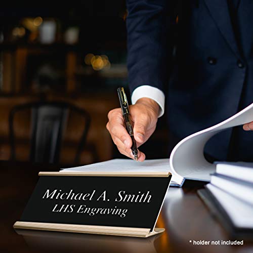 Custom Engraved Office Door Name Plate & Desk Signs, Black, 2x4 - color: B2 - Black & White Lettering, size: 2in x 4in (5.1cm x 10.1cm)