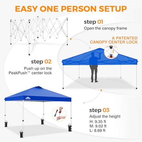 EAGLE PEAK 10x10 Pop Up Canopy Tent Easy Up Canopy Outdoor, Blue - color: Blue, size: 10x10