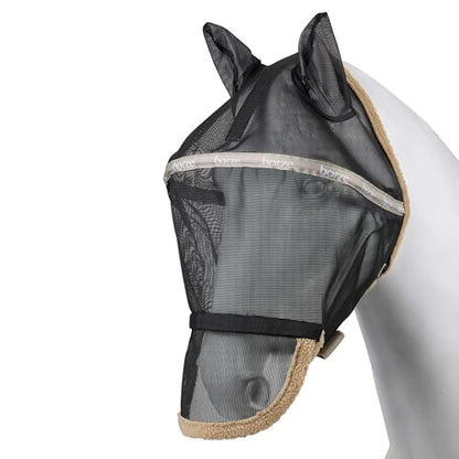 Horze Wire-Framed Soft Mesh Fleece-Lined Fly Mask with UV Protection - Atmosphere - S - color: Atmosphere, size: S