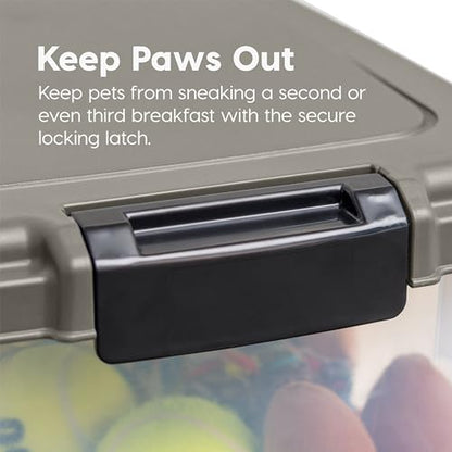 IRIS USA Airtight Dog Food Storage Container Combo, 30 lb & 11 lb Bin - color: Chrome