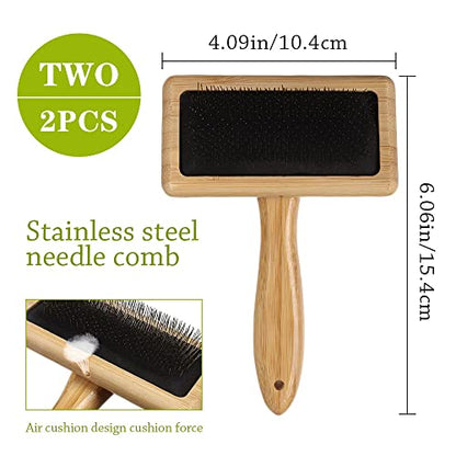 Wool Carders Needle Felting Brush, Hand Carders for Wool, Craft Wool Needle Felting Tools with Solid Wood Handle, Slicker Brush for Dogs, Spinning and Weaving, for Craft Felt Project (2Pcs) - color: 2Pcs