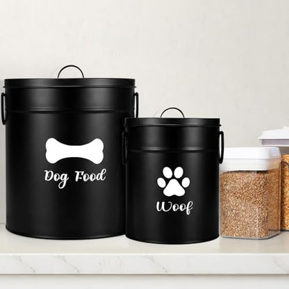 DoubleFill Extra Large 23+10 lb Metal Dog Food Storage Containers, Black - color: Black, size: Extra Large 23+10 lb