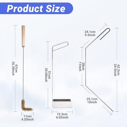 3 PCS Fryer Cleaning Tools with Deep Fryer Brass L-Shaped Brush, Deep Fryer Crumb Scoop, Deep Fryer Cleanout Rod for Restaurants, Air Fryers, Deep Fat Fryers - color: 3pcs Cleaning Tools