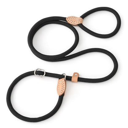 Mile High Life Heavy Duty Slip Lead No Pull Leash 6/5/4FT for Large Dogs - color: Black, size: 4 Feet