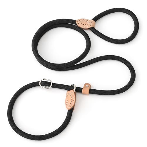Mile High Life Heavy Duty Slip Lead No Pull Leash 6/5/4FT for Large Dogs - color: Black, size: 5 Feet