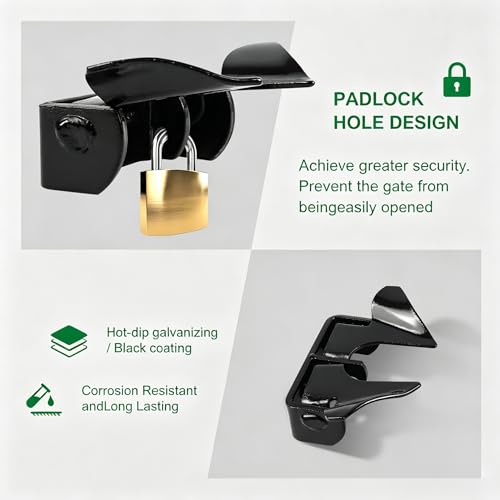 2 Pack Wall Mount Butterfly Latch 1-3/8" to 1-5/8", Gate Fork Lock with Padlock Hole, Chain Link Fence Parts, Gate Fork Latch,Chain Link Fence Gate Latching Hardware (Black - 2 pcs) - color: Black - 2 pcs