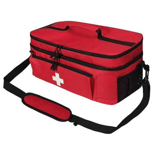 Boczif First Aid Bag Empty, Emergency Kit Bag(Red with shoulder strap) - color: Red with shoulder strap