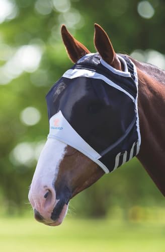 Shires Fine Mesh Fly Mask with Ears - 60% UV & Midge Protection Black/Full