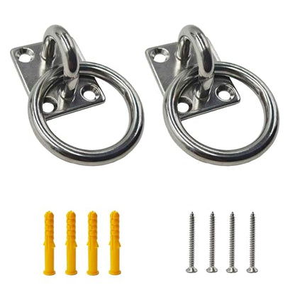 2Pcs M8*60 Stainless Steel Cross Tie Ring for Horse, Wall Mount Block Tie Rings for Horse Stall Stable Barn Supplies Equestrian Hitching Ring Hardware - size: Stainless Steel