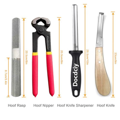 10 Inch Farrier Hoof Trimmer, Sharpener Kit for Goats, Pigs, and Hooved Animals, Professional Hoof Clippers, Rasp, and Trimming Tools, Complete Goat Hoof Care Kit - size: 10-inch
