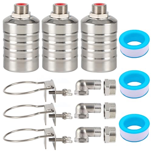 3 Pack Water Float Valve For Water Tank,1/2" to 3/4'' Fully Automatic Water Level Control Float Valve, 304 Stainless Steel Water Trough Float Valve For Water Tank Pool Livestock Troughs Distille - size: 3 Pack