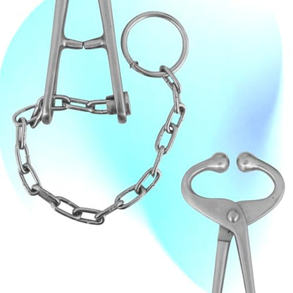 Heavy-Duty Bull Lead with Chain, 13.5" Chain, 7-3/4" Overall Length, Cattle Lead, Livestock Management, Animal Restraint, Bull Control, Bovine Handling, Farm Tools, Livestock Control