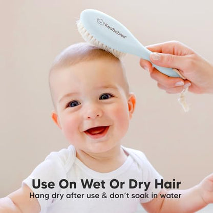 Wooden Baby Hair Brush for Toddler, Infant Cradle Cap (Frost, Regular) - color: Frost, size: Oval, Regular 7"