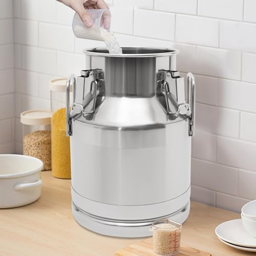 Stainless Steel Milk Can, 201 Stainless Steel Pail 2.64Gal Milk Can with Sealed Lid, 10L Hanging Lid Metal Water Jug Bucket for Oil Tea Wine - size: 10L/2.64Gal