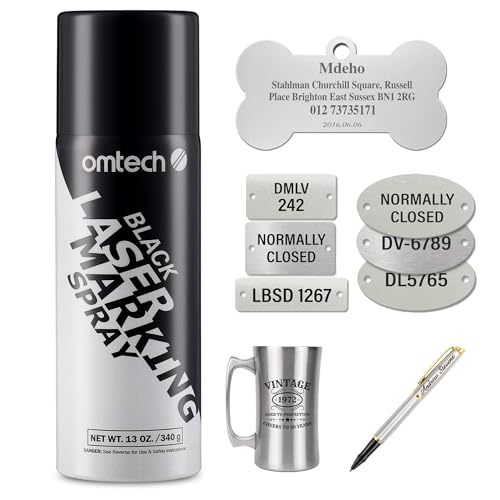 OMTech Laser Marking Spray, 1pcs 13oz, Black Marking for CO2 Laser on Metal - color: 13 OZ -- Black, size: 1 Pcs