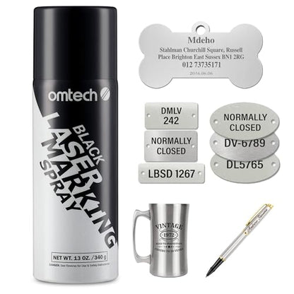 OMTech Laser Marking Spray, 1pcs 13oz, Black Marking for CO2 Laser on Metal - color: 13 OZ -- Black, size: 1 Pcs