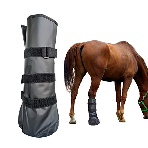 yeezo Hoof Soaking Boot Horse Soaker Hooves Treatment Bag with EVA Pad 1 Pair - color: Black-1 Pack