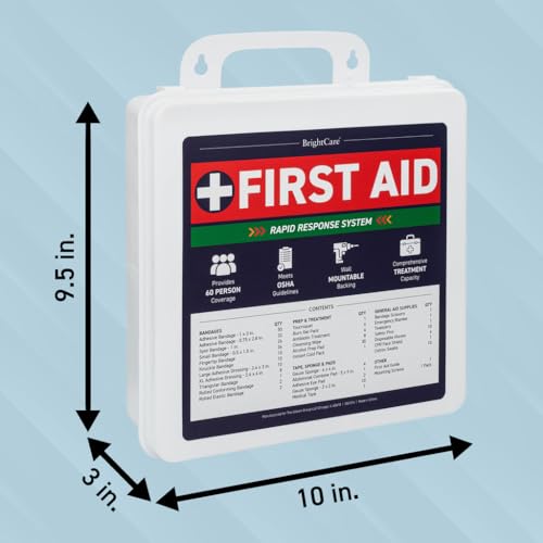 Professional First Aid Kit, Large, Wall Mount & Portable, OSHA Compliant | Wall Mountable & Portable, Hard Case, OSHA Compliant, For Workplace, Office, Restaurants, Work Vehicles, Retail - size: Large