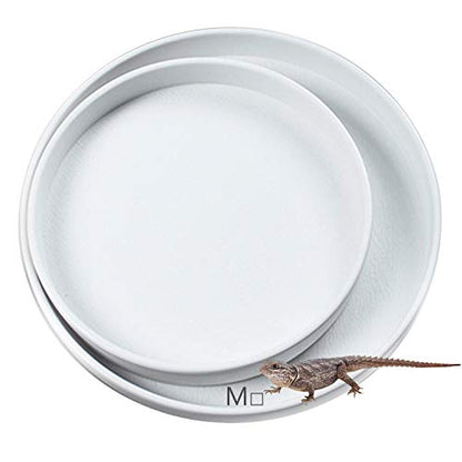 Reptile Water Food Dish Bowl Turtle Feeder Tortoise Feeding Dish Container (M, White) - color: White, size: M