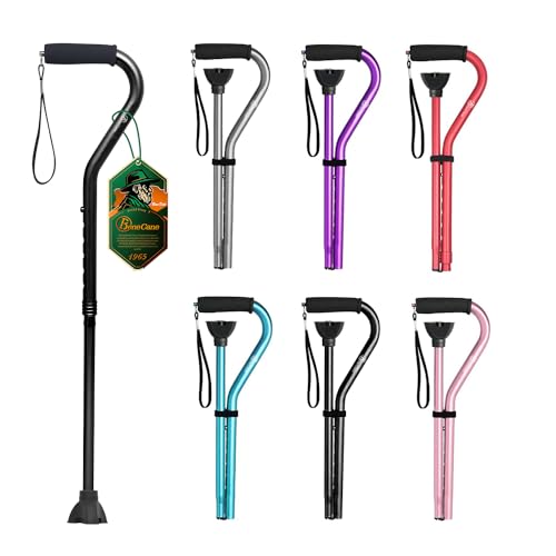 BeneCane Walking Cane for Men & Women Adjustable Cane with Offset Soft Cushioned Handle -Portable Lightweight Sturdy Mobility Walker Aid for Elderly, Seniors Collapsible Cane - color: Black