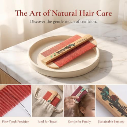 IMIKEYA Suyod Hair Comb from The Philippines - Double-Sided Comb for Removal Fine Tooth Design for and Nit Treatment at Home or Travel - size: M