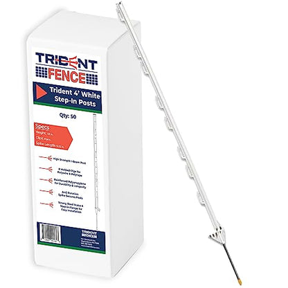 4' Poly Step-in Posts - Temporary Fence - Electric Fence (50 Pack - White) - style: 50 Pack - White