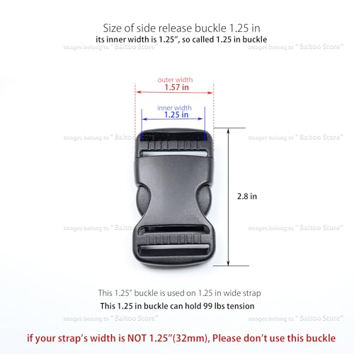 Quick Side Release Buckle, Heavy Duty Plastic Snap Buckle Clip Clasp Fasteners for Backpack Strap - style: 1-1/4 Inch - 2 Pieces