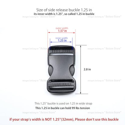 Quick Side Release Buckle, Heavy Duty Plastic Snap Buckle Clip Clasp Fasteners for Backpack Strap - style: 1-1/4 Inch - 2 Pieces