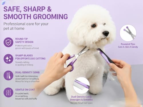 Cat Grooming Kit,Kitten Puppy Pet Dog Grooming Kit,Dog Slicker Brush,9PCS - color: Purple-9