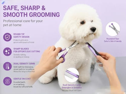 Cat Grooming Kit,Kitten Puppy Pet Dog Grooming Kit,Dog Slicker Brush,9PCS - color: Purple-9